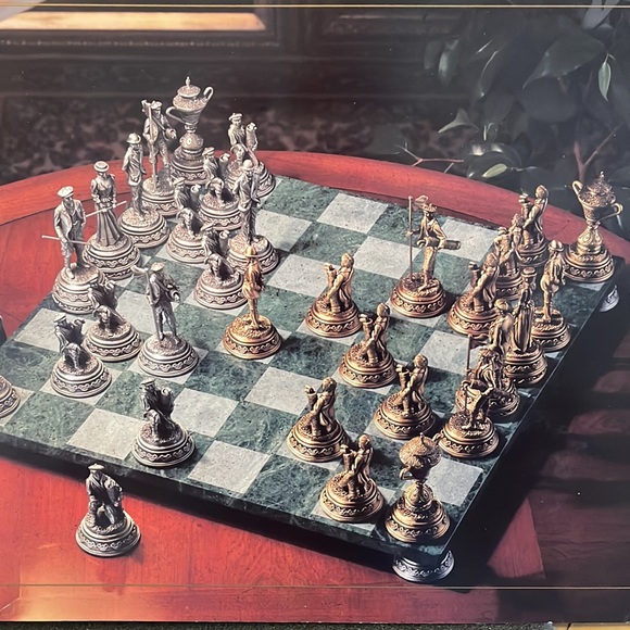 Collectors Pewter and Marble Chess Set - Picture 1 of 7